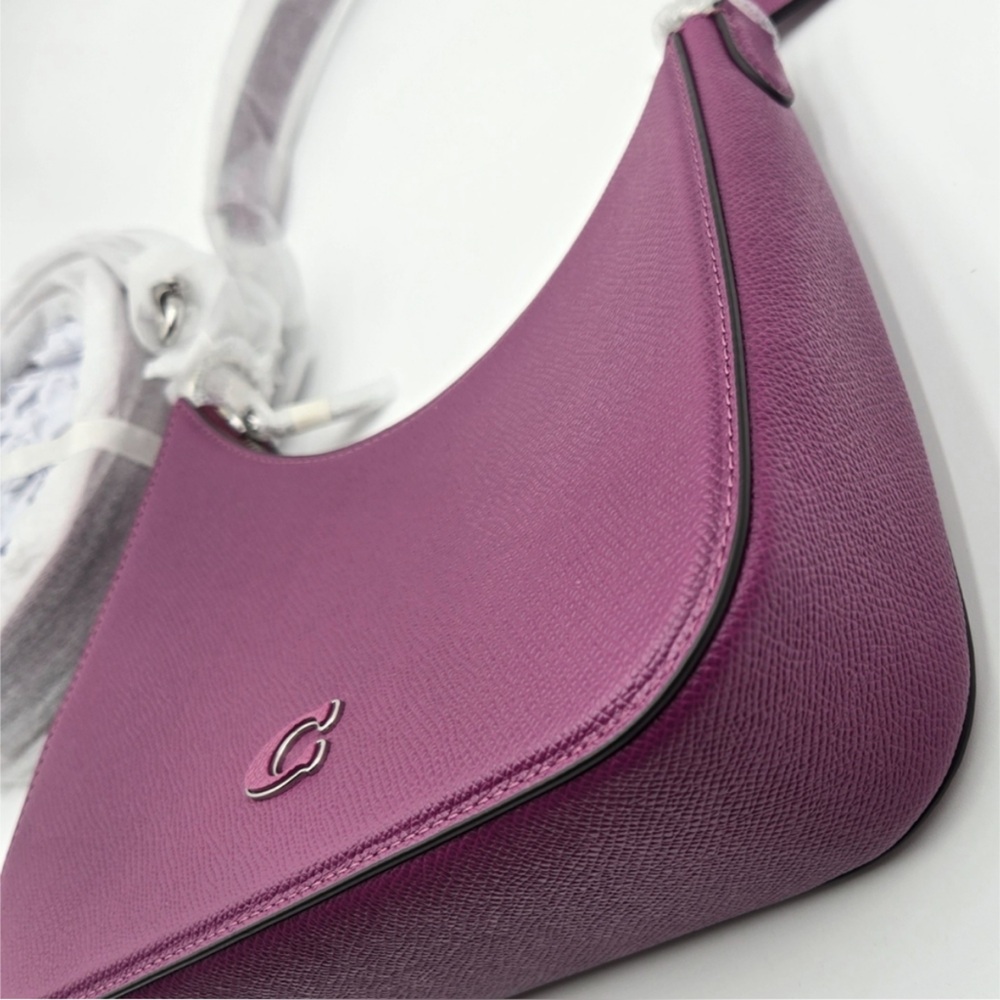 Coach Hobo Crossgrain Leather Crossbody in Deep Plum - Picture 4 of 10